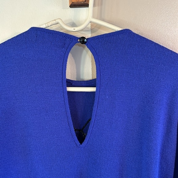 Pierre Cardin S lambswool gorgeous royal blue holiday sweater Christmas - Picture 4 of 4